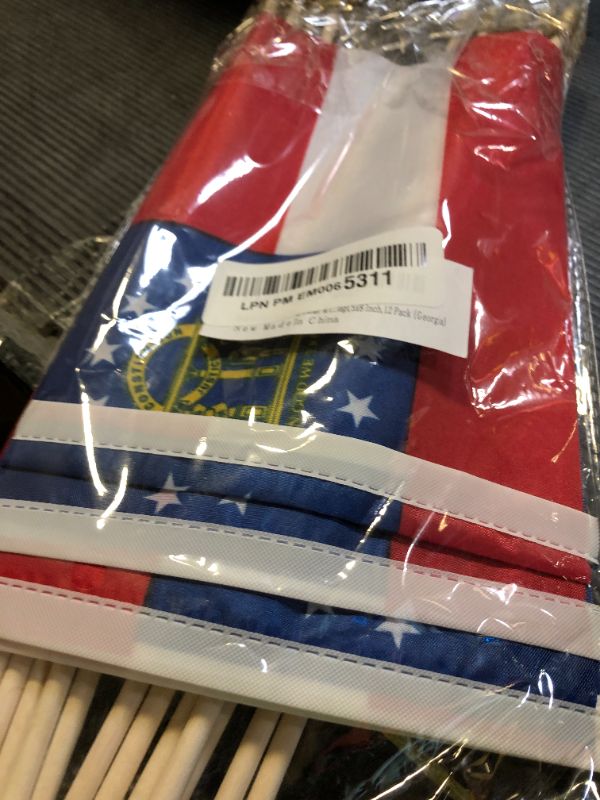 Photo 1 of TSMD Georgia GA State Flag on Wood Stick Small Mini Handheld Flags,5x8 Inch,12 Pack