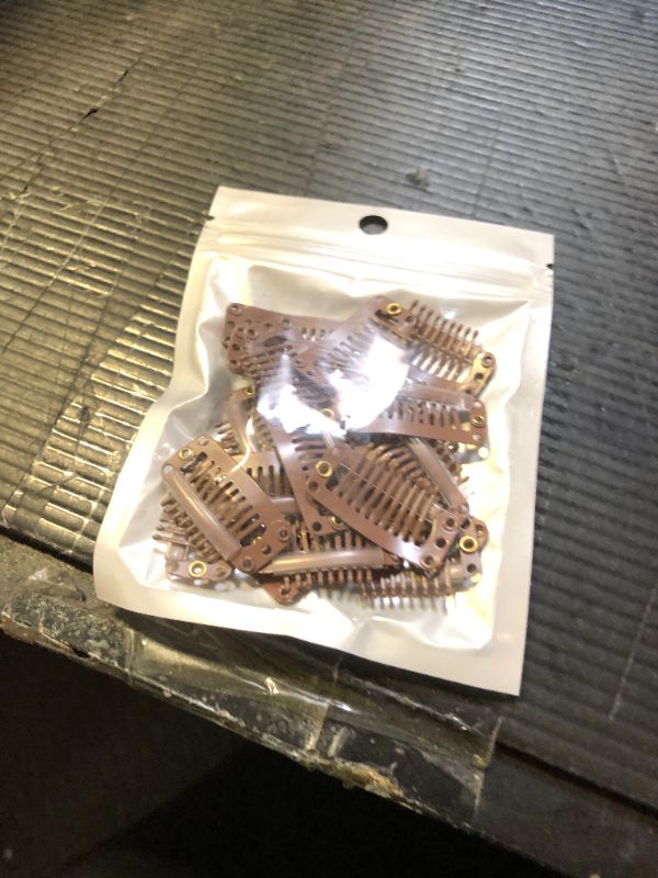 Photo 1 of JFFX 20pcs Metal Snap Clips for Hair Extensions DIY Clip in on Hair Extension Wigs 9 Teeth 32mm 1.2g/pc Black Brown Beige Color (Light Brown)
