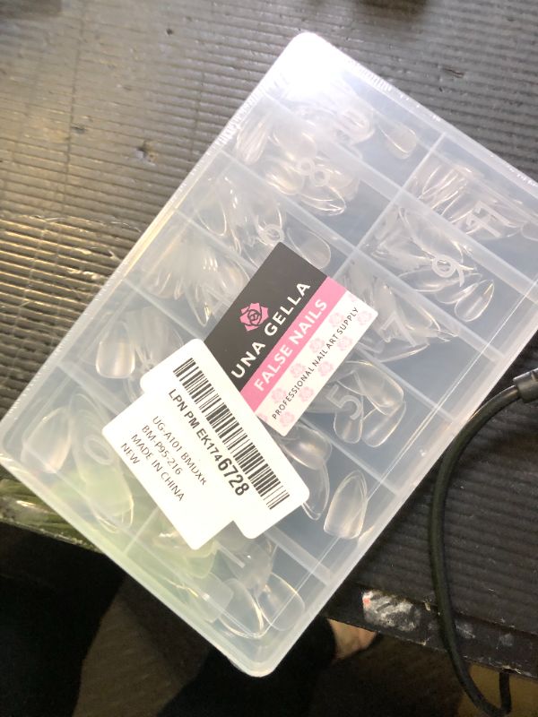 Photo 1 of UNA GELLA Short Almond Fake Nails 216pcs Pre-shape Gel Acrylic Nail Tips for Full Cover Nail Extension Home DIY Nail Salon 12 Sizes Gelly Tips
