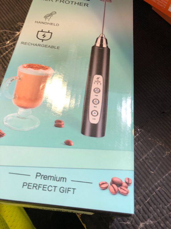Photo 1 of Nahida Black Milk Frother Wand for Coffee, Frother Handheld Rechargeable Electric Whisk Drink Mixer with 3 Heads 3 Speeds Coffee Frother Electric Stirrer For Latte, Cappuccino, Hot Chocolate