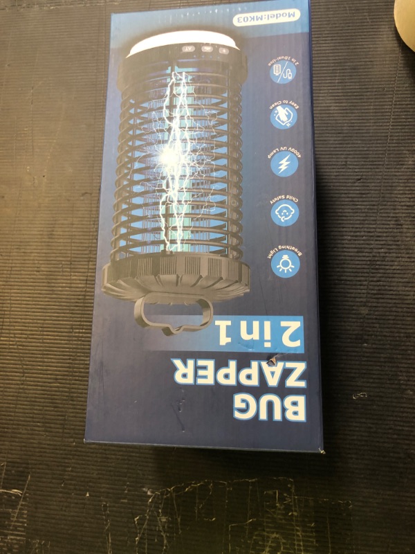 Photo 1 of Bug Zapper Outdoor, 2025 Upgraded 3 in 1 Rechargeable Bug Zapper with 5000mAh Battery & LED Night Light, 4000V Cordless Waterproof Mosquito Zapper for Outside,Patio,Backyard,Garden Black