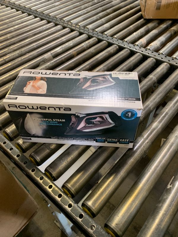 Photo 1 of Rowenta Access Stainless Steel Soleplate Steam Iron with Retractable Cord, Powerful Steam Diffusion, Auto-off and Anti-Drip, 1725 Watts, Black Clothes Iron, DW2459