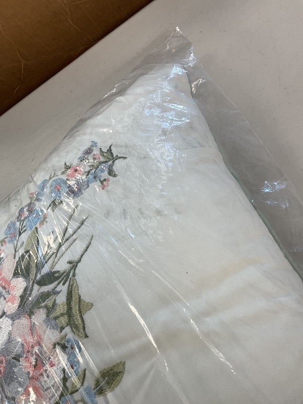 Photo 1 of Laura Ashley Throw Pillow Cotton Envelope Closure, Elegant Home Decor for Couch or Bed, 18" x 18", Harper Pale Green