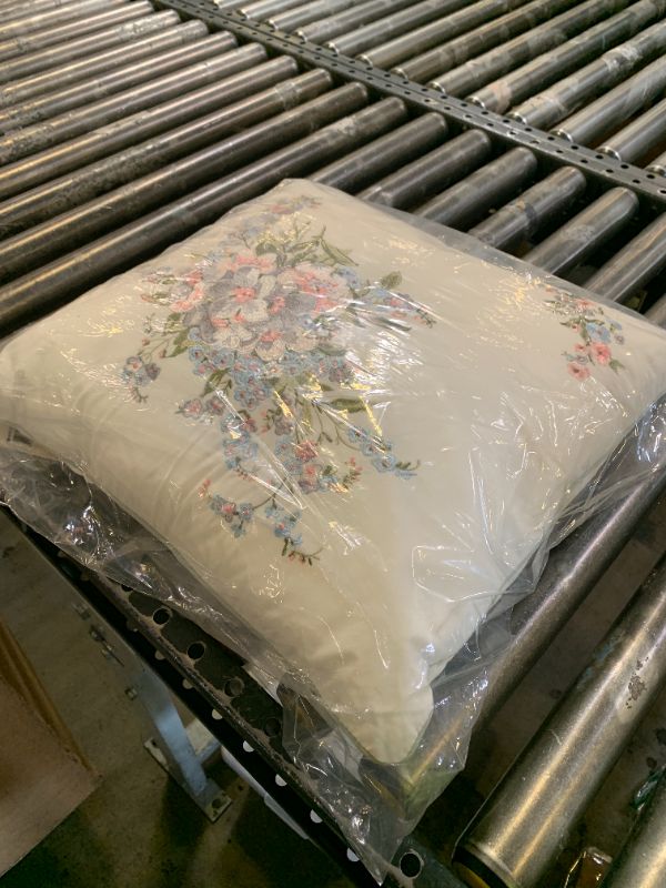 Photo 1 of Laura Ashley Throw Pillow Cotton Envelope Closure, Elegant Home Decor for Couch or Bed, 18" x 18", Harper Pale Green