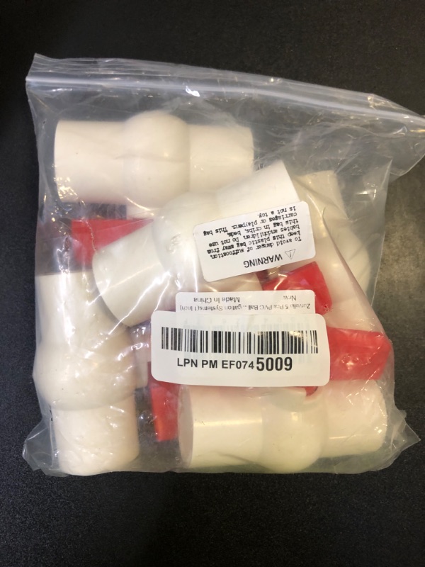 Photo 1 of Zorveiio 5 Pcs 1 Inch PVC Ball Valves, Water Shut Off Valves, 25mm Socket with Red T-Handle, Rated at 150 PSI Pipe Fittings for Swimming Pool, Plumbing & Irrigation Systems