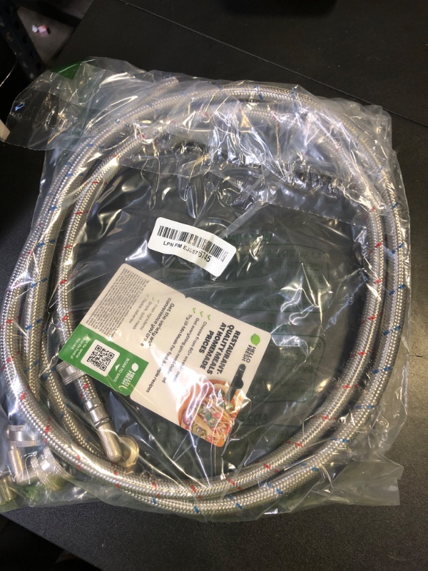 Photo 1 of ?UPGRADE?4FT Washing Machine Hoses with 90 Degree Elbow Premium Stainless Steel Burst Proof (cost-effective 2 pack) Red and Blue Striped Water Connection Inlet Supply Lines by Cenipar