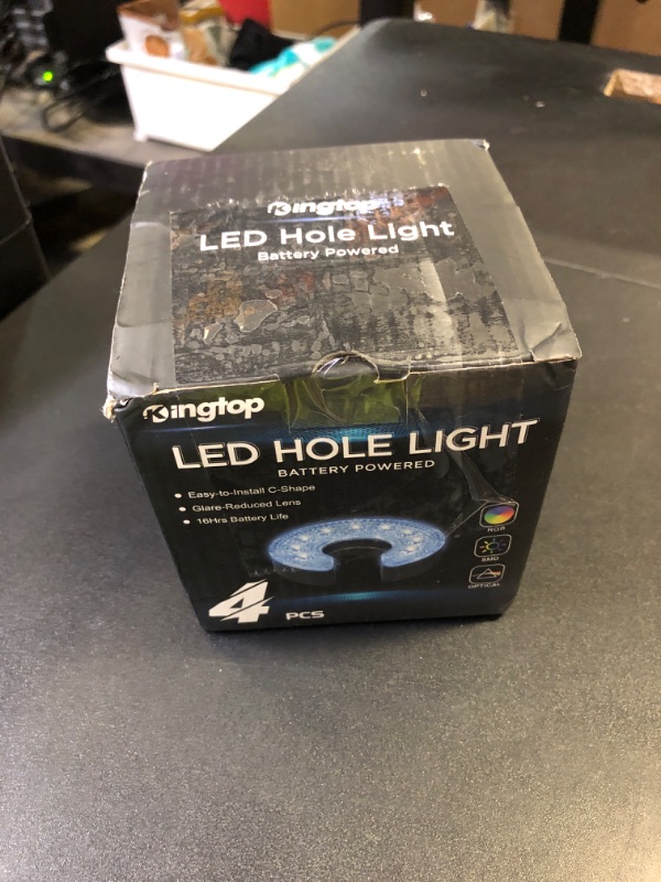 Photo 1 of KINGTOP LED Golf Hole Lights (4-Pack) - Battery Operated, Anti-Glare Lens, Glow in The Dark Putting Cup Light, Easy C-Shaped Installation, Ideal for Night Golf, Putting Green Parties