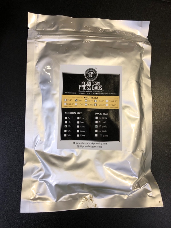 Photo 1 of Gutenberg's 3x6 inch tough nylon micron bags 25-50 Packs | tea filter bags | All Micron Sizes (25-Pack, 25 Micron (u))