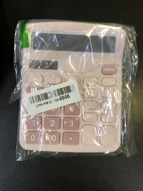 Photo 1 of DANRONG Cute Pink Desktop Calculator with Big Buttons, Dual Power Source, Solar and Battery, Large Display Screen - Perfect for Office, Teachers, and Students (Pink)