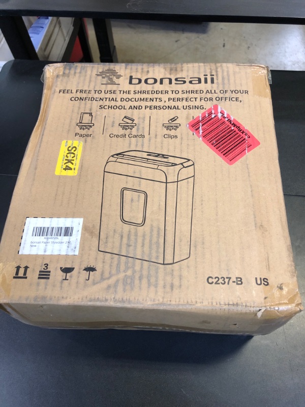 Photo 1 of Bonsaii Paper Shredder for Home Use, 3.4 Gal Wastebasket, 6 Sheet Crosscut Paper Credit Cards, Staples, and Clips Shredder for Home Office Use, Portable Handle Design (C237-B New Version)