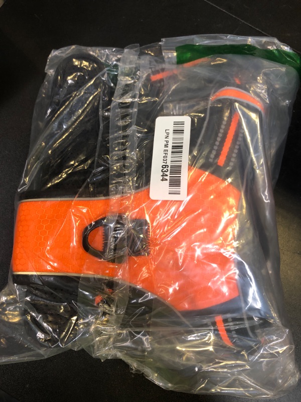 Photo 1 of tobeDRI No Pull Dog Harness Adjustable Reflective Oxford Easy Control Medium Large Dog Harness with A Free Heavy Duty 5ft Dog Leash (M (Chest: 22"-26"), Orange Harness+Leash)
