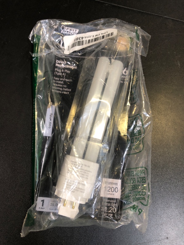 Photo 1 of Feit Electric 26W PL LED Bulb, GX24Q-3 4-Pin Base, 4100K Cool White, 1100 Lumens, Replaces 26W CFL, 12W LED, 25,000 Hour Life, Energy Saving Light for Residential & Commercial Use, PL26E/H/841/LED