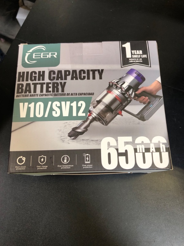 Photo 1 of EGR High Capacity 6500mAh V10 Battery Replacement Compatible with V10 Animal V10 Absolute V10 Fluffy V10 Motorhead SV12 Cordless Stick Vacuum Cleaner (Not Fit SV10)