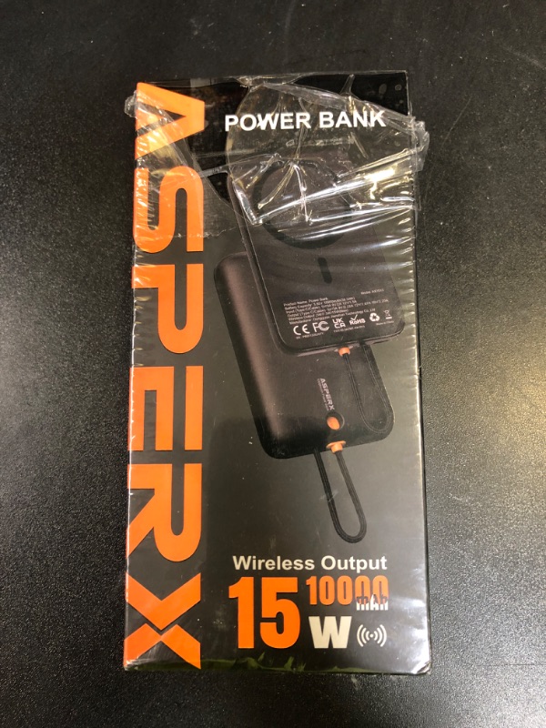 Photo 1 of AsperX for Magsafe Battery Pack, 10000mAh Power Bank, Wireless Charging 15W Max and 22.5W Wire Charging, LCD Display, Built-in USB-C Cable Portable Charger for iPhone 16/15/14/13, Samsung etc, Black