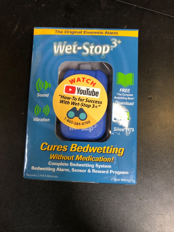 Photo 1 of Wet-Stop 3 Blue Bedwetting Enuresis Alarm with Loud Sound and Strong Vibration for Boys or Girls, Proven Solution for Bedwetters