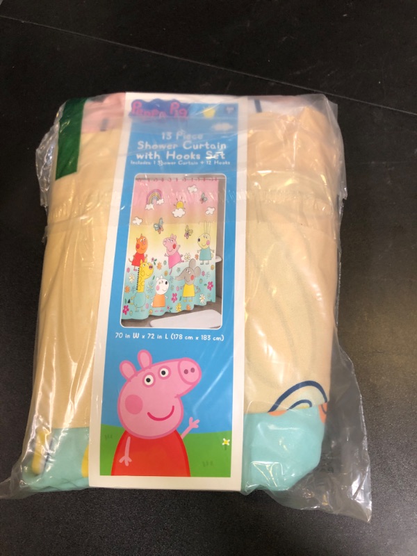 Photo 1 of Franco Peppa Pig 13 Piece Shower Curtain and Ring Set, (100% Officially Licensed Product)