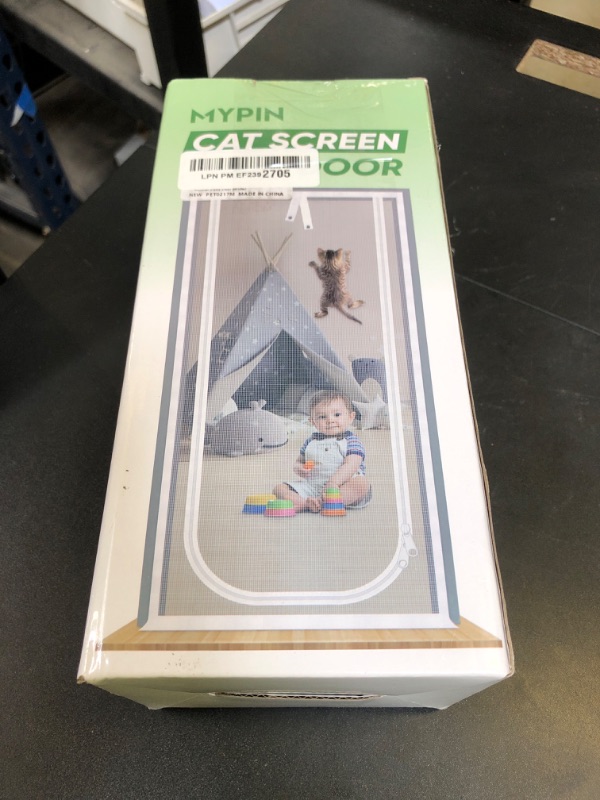 Photo 1 of Reinforced Cat Screen Door, 35.5X82” Heavy Duty Pets Proof Screen Door with Bilateral Zipper, Prevent Dogs Cats Running Out from Home, Bedroom, Living Room, Kitchen Patio Doo