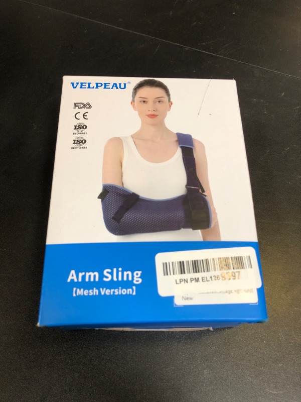 Photo 1 of Velpeau Arm Sling Shoulder Immobilizer with Waist Strap, Ventilated & Breathable Design, Arm Support Brace for Shoulder, Rotator Cuff, Elbow, Hand injury (Mesh Version, Blue, Right, L: Bust 40-51?)