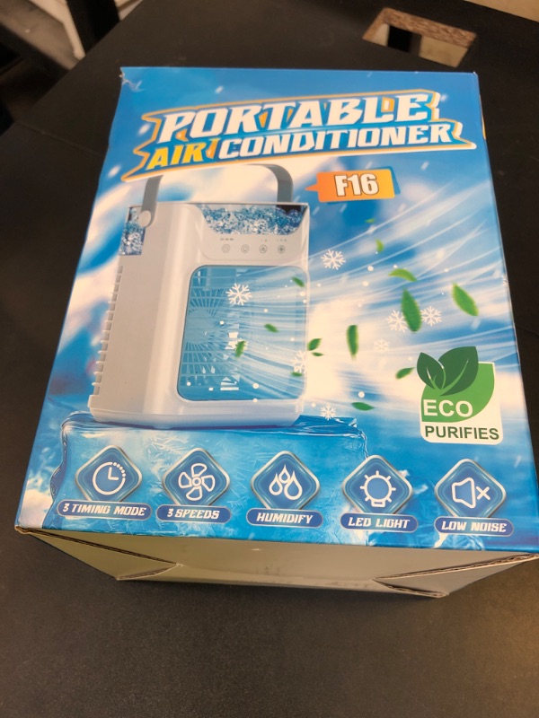 Photo 1 of Instantly and Continuously Cooling Portable Air Conditioner Fan with 3 Speeds, 2 Mist Settings, 650 mL, 7 Color Lights, Mini Personal Evaporative Air Cooler for Bedroom, Room, Camping, Car, Office