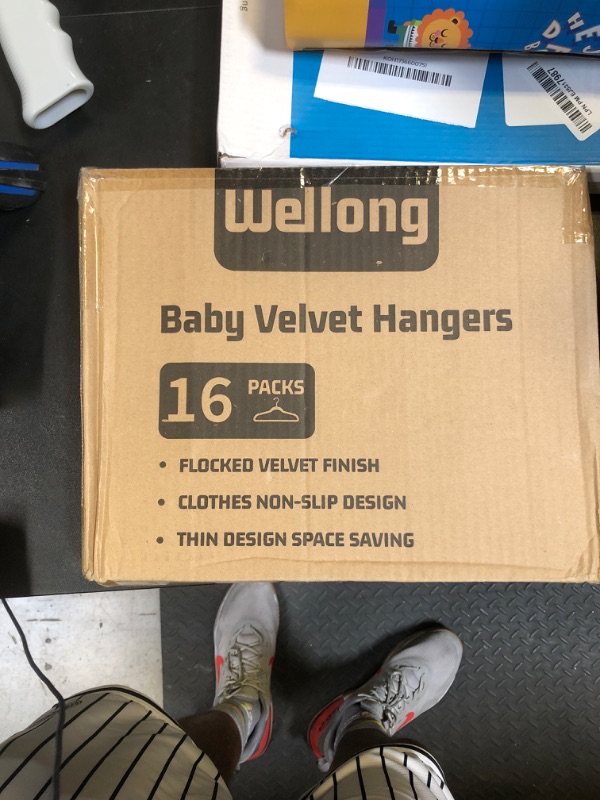 Photo 1 of Wellong Baby Velvet Hangers, 11 Inches Kids Clothes Hangers, Non-Slip Childrens Hangers for Infant and Toddler 16 Pack Pink