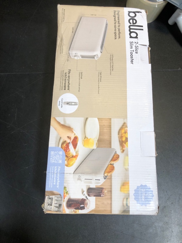 Photo 1 of bella 2 Slice Slim Toaster, Fits-anywhere™ Kitchenware, 6 Setting Shade Control with Reheat & Cancel Buttons, Removable Crumb Tray, 10” Long Slot, Anti Jam & Auto Shutoff, 900 Watt, Oatmilk