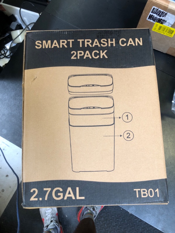 Photo 1 of Vanpopubs 2 Pack 2.7 Gal Bathroom Trash Can with Lid, Automatic Trash Can Small Smart Garbage Can Touchless, Slim Motion Sensor Waterproof Plastic Trash Bins for Bedroom Office Kitchen Toilet