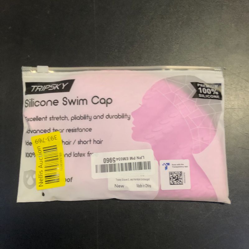 Photo 1 of Tripsky Silicone Swim Cap,Comfortable Bathing Cap Ideal for Curly Short Medium Long Hair, Swimming Cap for Women and Men, Shower Caps Keep Hairstyle Unchanged (Purple)