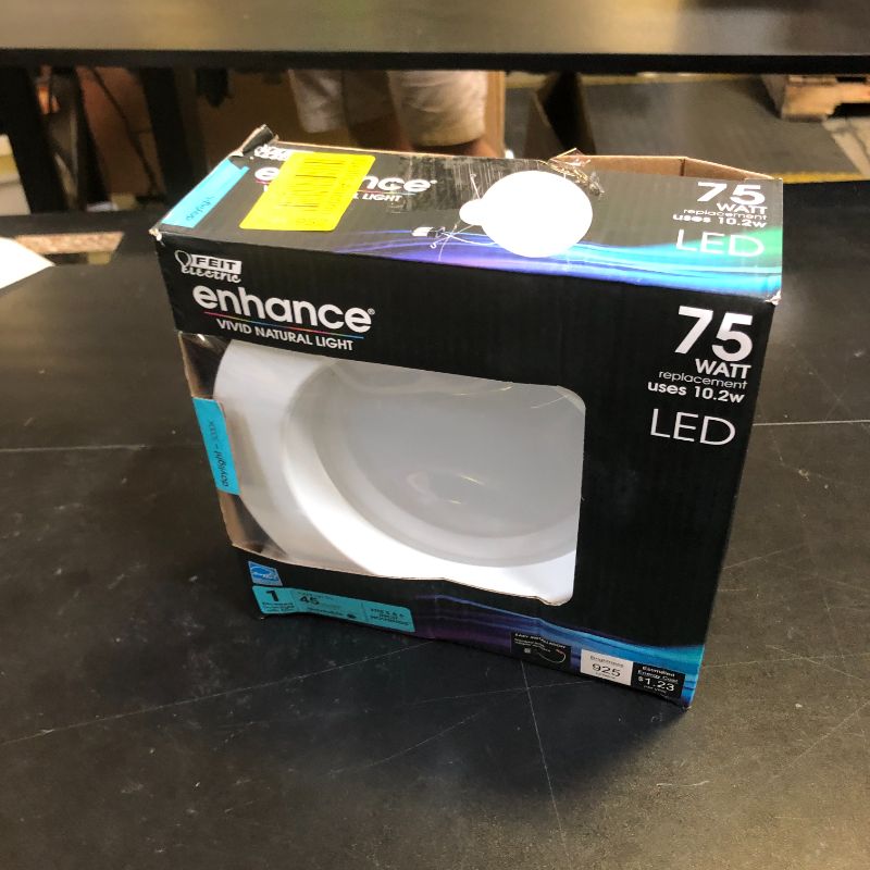 Photo 1 of Feit Electric 5-6 inch LED Recessed Downlight - Pre-Mounted Trim - Standard Base Adapter - 5000K Daylight - Dimmable- 75W Equivalent - 45 Year Life - 925 Lumen - High CRI