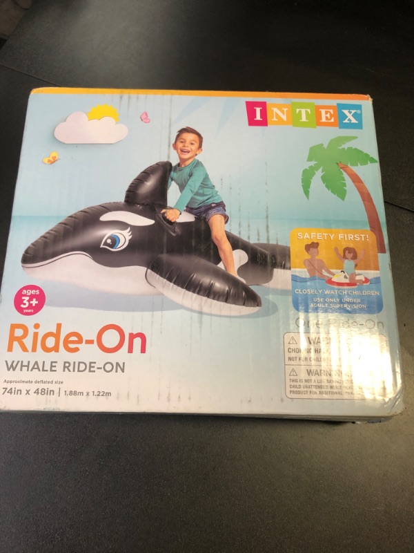 Photo 1 of INTEX Whale Inflatable Pool Float: Animal Pool Toy For Kids – 2 Heavy-Duty Handles – 88lb Weight Capacity – 76" x 47" – For Ages 3+