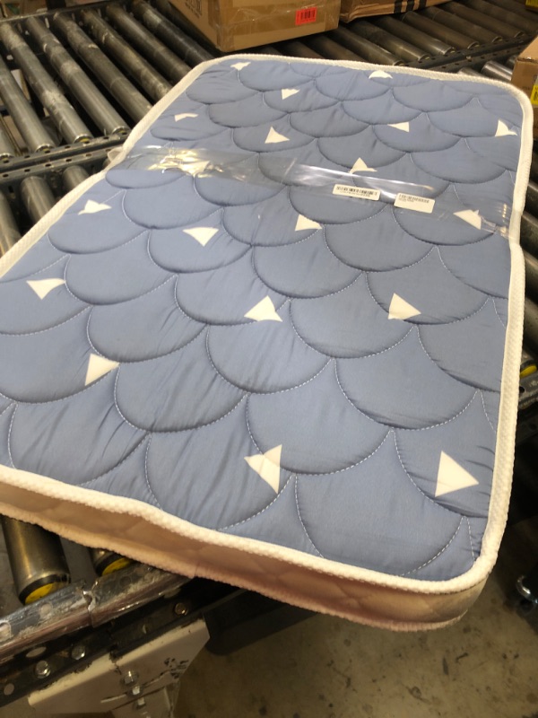 Photo 1 of LILYVIBEBEARHAPPY 38’’x24’’ Mini Crib Mattress, Thickened Soft Breathable Foam, Quiet and Odorless Hypoallergenic Portable Travel Crib Mattress, Fits Mini and Portable Cribs,Blue