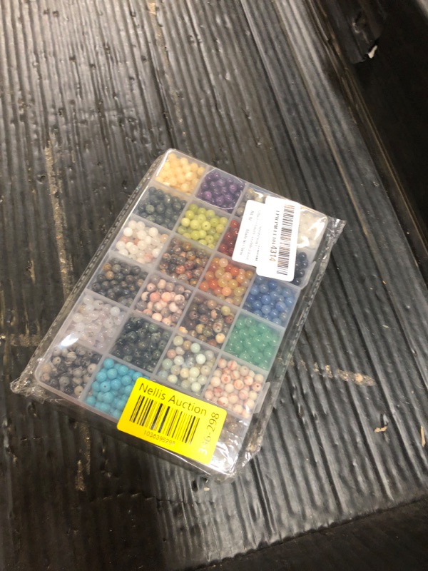 Photo 1 of 1200pcs 6mm Natural Round Stone Beads Real Gemstone Beading Loose Gemstone Hole Size 1mm DIY Smooth Beads for Bracelet Necklace Earrings Jewelry Making,Box Packed(24 Material -A,6mm)