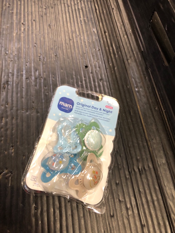 Photo 1 of MAM Original Day & Night Pacifiers, Binky Pacifier for 0-6 Months, BPA-Free Silicone, Glows in The Dark, Best for Newborn Babies, Developed with Medical Experts, 4 Count Binkies