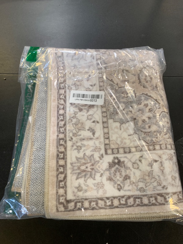 Photo 1 of Washable 2x3 Entryway Area Rug - Neutral Kitchen Rug Runner Vintage Soft Floor Mat Non Slip Indoor Farmhouse Carpet for Bathroom Living Room Bedroom (2 X 3, Beige)