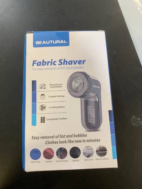 Photo 1 of BEAUTURAL Fabric Shaver and Lint Remover, Sweater Defuzzer with 2-Speeds, 2 Replaceable Stainless Steel Blades, Battery Operated, Remove Clothes Fuzz, Lint Balls, Pills, Bobbles Gray