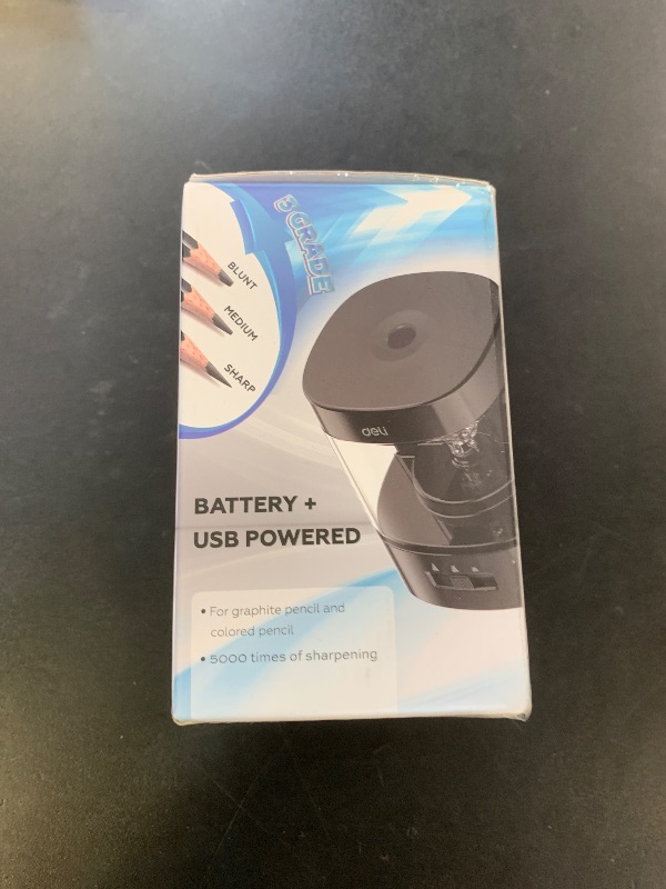 Photo 1 of Deli Electric Pencil Sharpener, Automatic Pencil Sharpeners for No.2 Pencils Colored Pencils, USB & Battery Operated Pencil Sharpener for Kids, School, Home, Office, Classroom, Black