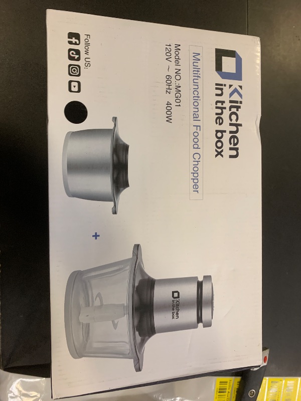 Photo 1 of Kitchen in the box Food Processors,400W All-Copper Motor Meat Grinder & Food Chopper - Electric Vegetable Chopper with 2 Bowls(8 Cup+8 Cup) & 2 Bi-Level Blades for Meat/fish/Vegetable/Baby Food