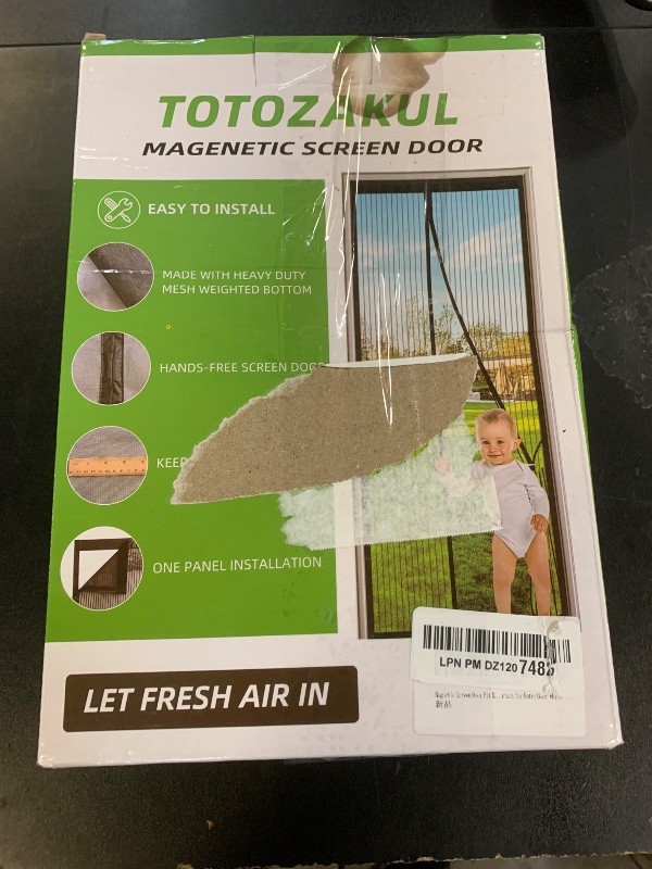 Photo 1 of Magnetic Screen Door Fit Door Size 32×80 inch, Screen Itself Size:34"x81", Hands Free Self Sealing, Full Frame Magic Tape Mesh Screen Door with Magnets Heavy-Duty Mesh Curtain for Entry Door-White