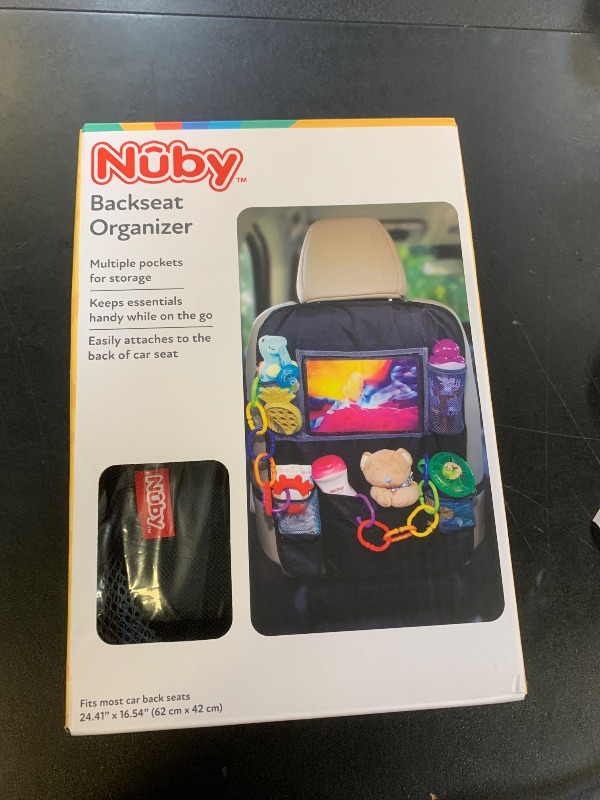Photo 1 of Nuby Ultimate Backseat Car Organizer and Storage - Pockets, Tablet Holder, Toy Clips and Removable Zipper Pouch - Car Accessories for Kids