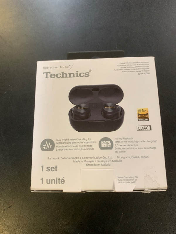 Photo 1 of Technics Premium Hi-Fi True Wireless Bluetooth Earbuds with Advanced Noise Cancelling, 3 Device Multipoint Connectivity, Wireless Charging, Hi-Res Audio + Enhanced Calling - EAH-AZ80-K (Black)