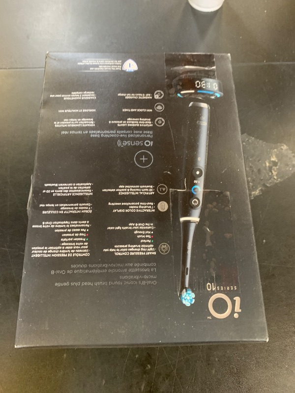 Photo 1 of Oral-B iO Series 10 Rechargeable Electric Toothbrush with Visible Pressure Sensor to Protect Gums, 2 Min Timer, 7 Cleaning Settings, 4 Replacement Toothbrush Heads, and Charging Travel Case, Black