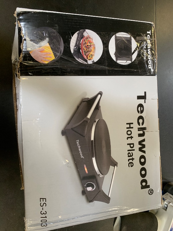 Photo 1 of Techwood Hot Plate Portable Electric Stove 1500W Countertop Single Burner with Adjustable Temperature & Stay Cool Handles, 7.3” Cooktop for Dorm Office/Home/Camp, Compatible for All Cookwares