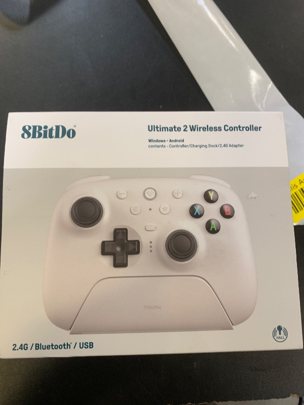 Photo 1 of 8BitDo Ultimate 2 Wireless Controller for Windows & Android, Gaming Controller with TMR Joysticks, Switchable Hall Effect/Tactile Triggers, RGB Fire Ring, 8Speed Wireless Tech, White
