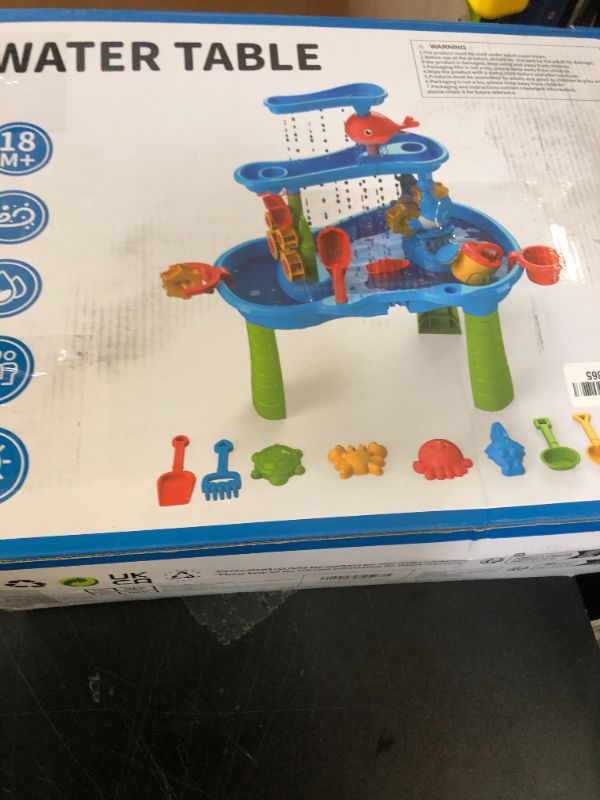 Photo 1 of NIPLOOOW Water Table for Toddlers 3-5, 3-Tier Kids Sand Water Table, Water and Sand Activity Sensory Table Summer Beach Outside Toys Backyard for Kids Toddlers Age 3 4 5 6 7 8