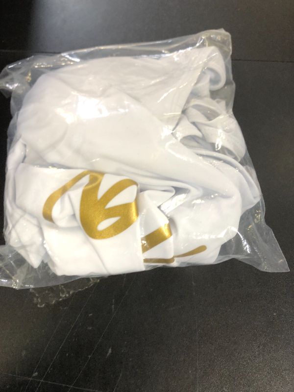 Photo 1 of Woman White Bride Gold Letter Back Print Swimwear Swimsuit One Piece Swimming Bareback High Cut Removable Pad Bodysuit XL