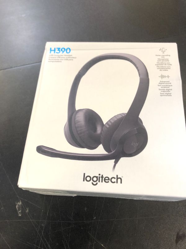Photo 1 of Logitech H390 Wired Headset for PC/Laptop, Stereo Headphones with Noise Cancelling Microphone, USB-A, In-Line Controls, Works with Chromebook
