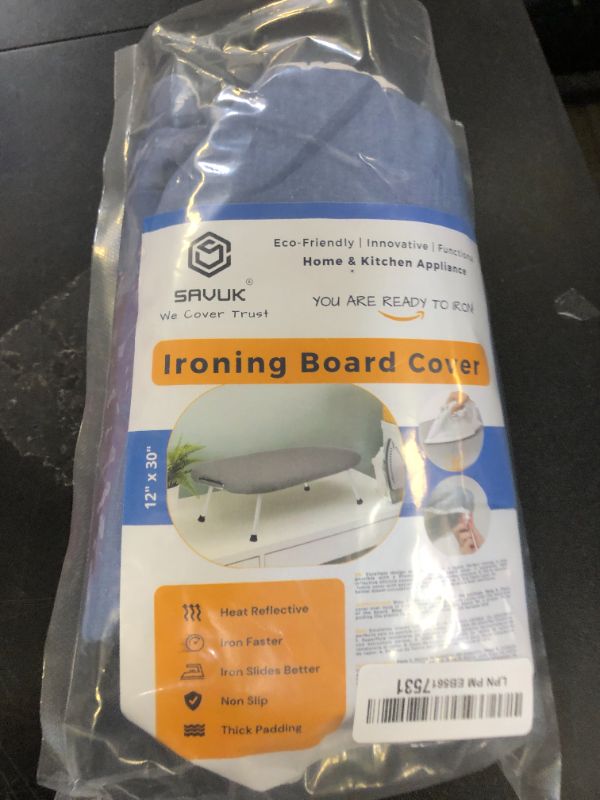 Photo 1 of 12.5 X 30 inch Smart Table top Ironing Board Cover and Pad with Standard Size, Fits Small, Mini Board, Easy Placement, Extra Thick Padding, Elastic Cord, Heat Resistance (12.5" X 30", Blue)