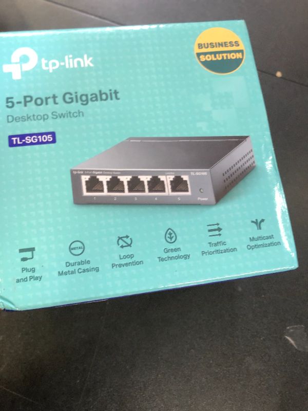 Photo 1 of TP-Link TL-SG105, 5 Port Gigabit Unmanaged Ethernet Switch, Network Hub, Ethernet Splitter, Plug & Play, Fanless Metal Design, Shielded Ports, Traffic Optimization,Navy Blue