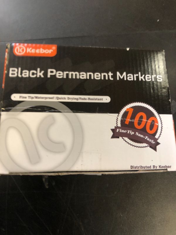 Photo 1 of Keebor Black Permanent Markers Bulk of 100 Pack, Fine Point Permanent Marker Set, Waterproof, Quick Drying, School & Office Supplies