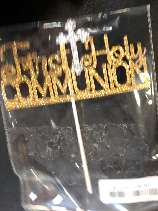 Photo 1 of First Communion Cake Topper - It's My Baptism Cake Decoration for Kids - God Bless/Baby Shower/Baby First Birthday Party Supplies, Gold Glitter