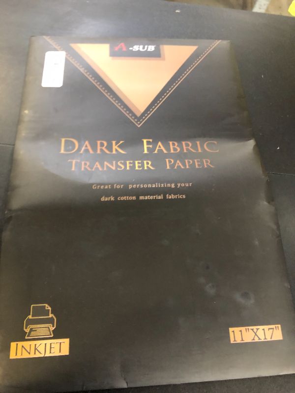 Photo 1 of A-SUB Heat Transfer Paper for Dark Fabric, 11X17 Inch Iron On Transfer Paper for Inkjet Printer 10 Sheets, Make Custom T-Shirts, Totes, Bags